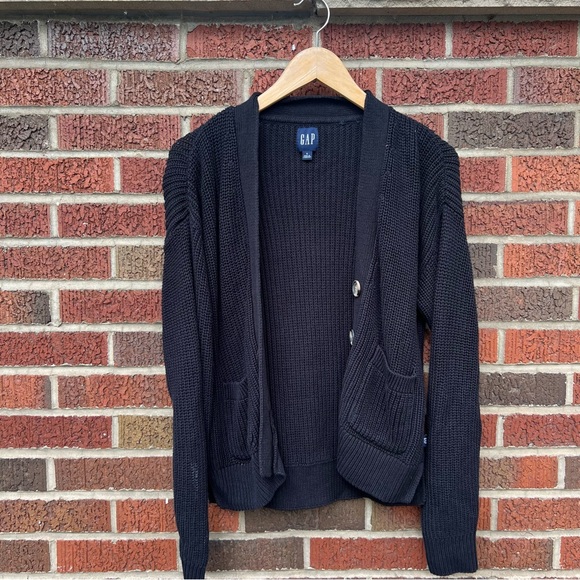GAP Dark Navy Blue Chunky Knit Button Sweater Cardigan - Picture 1 of 4